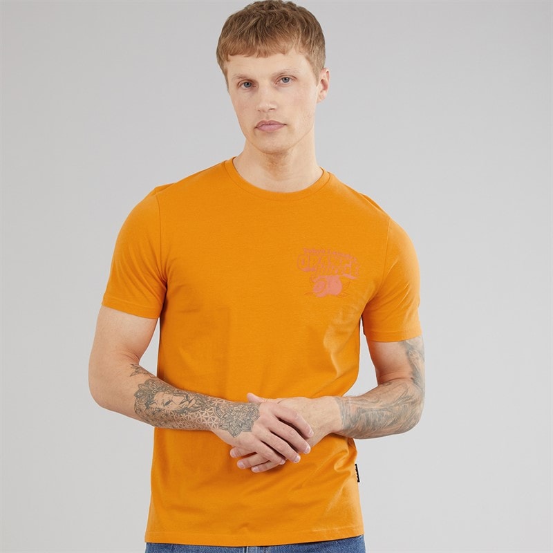Tokyo Laundry Mens Men's Juice T-Shirt Orange Apricot - Image 2