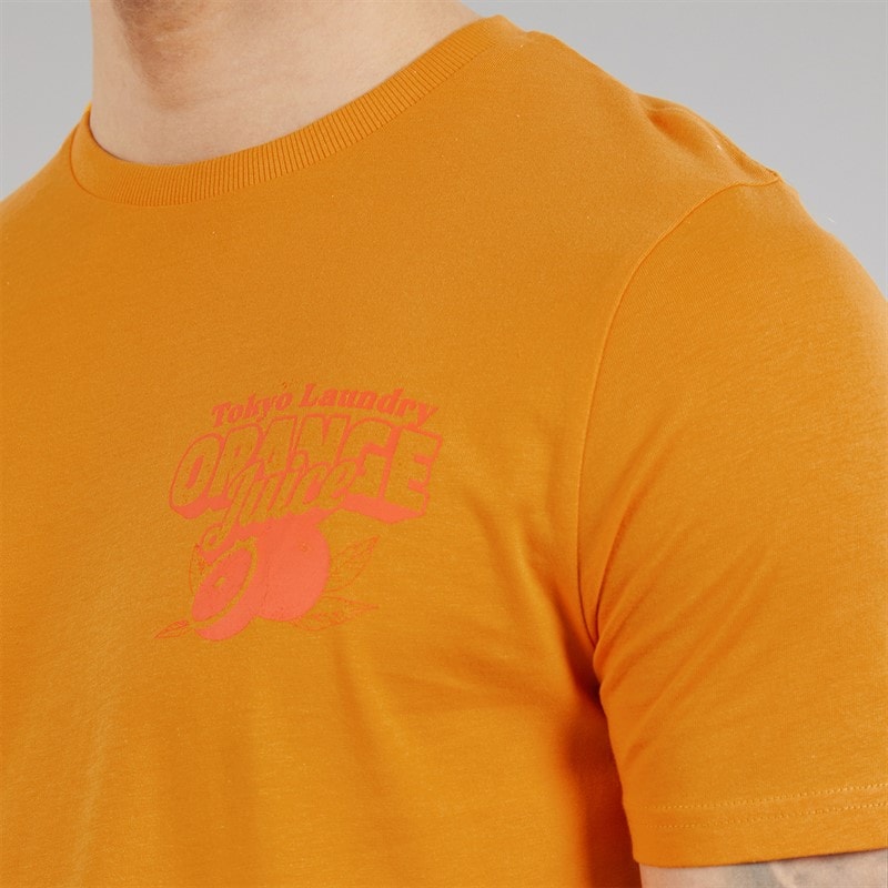 Tokyo Laundry Mens Men's Juice T-Shirt Orange Apricot - Image 5