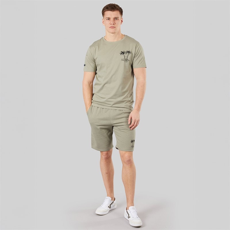 Tokyo Laundry Mens Tamanna T-Shirt And Jersey Shorts Set Seagrass - Image 4