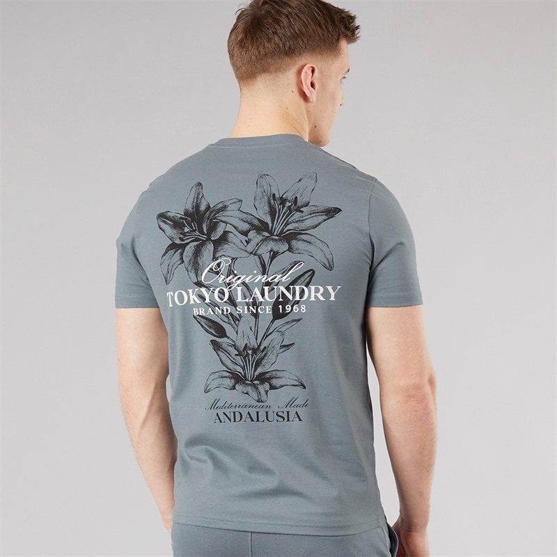 Tokyo Laundry Mens Talmai T-Shirt Cool Grey - Image 3