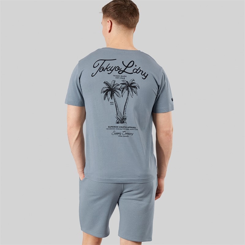 Tokyo Laundry Mens Men's Tamanna T-Shirt And Jersey Shorts Set Set Cool Grey - Image 2
