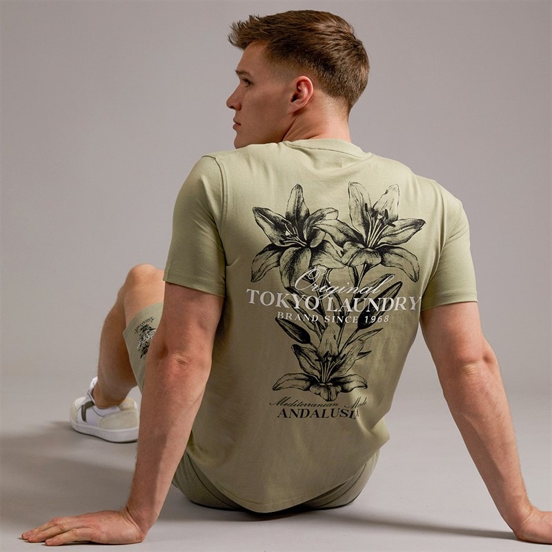 Tokyo Laundry Mens Men's Talmai T-Shirt Seagrass - Image 1
