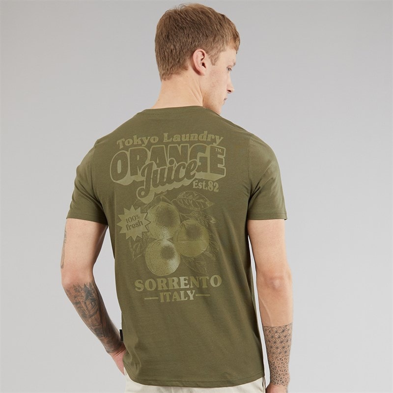 Tokyo Laundry Mens Men's Orange Juice T-Shirt Grape Leaf - Image 3