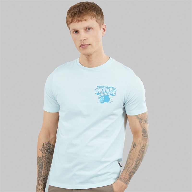 Tokyo Laundry Mens Men's Orange Juice T-Shirt Delicate Blue - Image 2