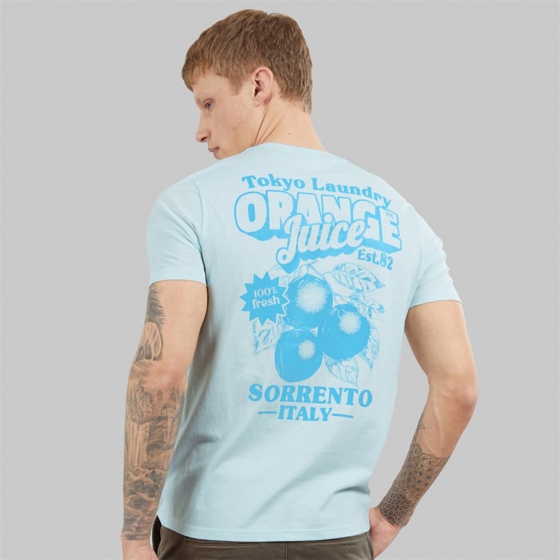 Tokyo Laundry Mens Men's Orange Juice T-Shirt Delicate Blue - Image 3