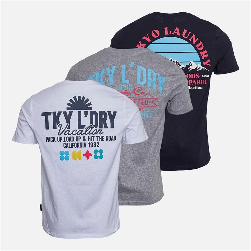 Tokyo Laundry Mens Union Three Pack Graphic T-Shirts Multi - Image 2