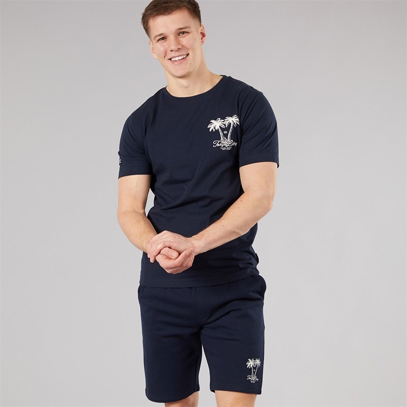 Tokyo Laundry Mens Men's Tamanna T-Shirt And Jersey Shorts Set Set Sky Captain Navy - Image 1