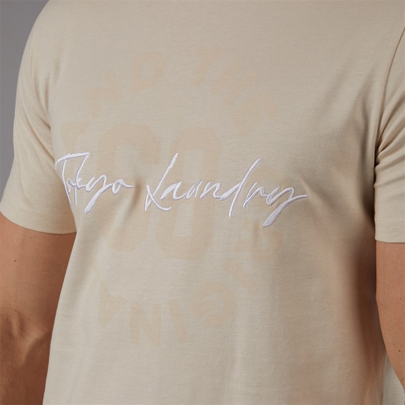 Tokyo Laundry Mens Men's Carcle T-Shirt Stone - Image 3