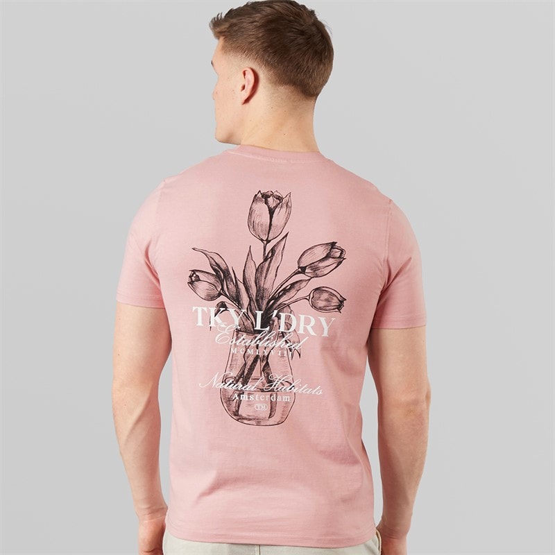 Tokyo Laundry Mens Tassos T-Shirt Pink