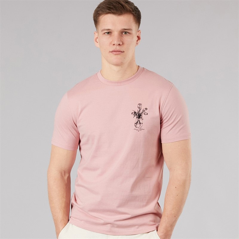 Tokyo Laundry Mens Tassos T-Shirt Pink - Image 2