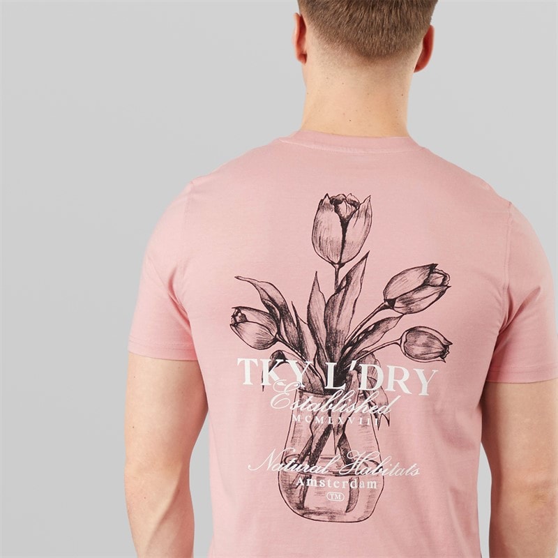 Tokyo Laundry Mens Tassos T-Shirt Pink - Image 3