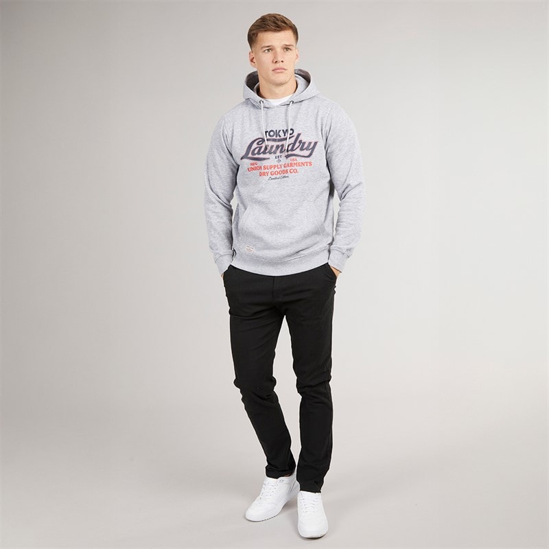 Tokyo Laundry Mens Kennion Hoodie Light Grey Marl - Image 3