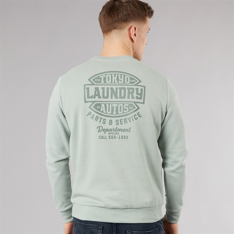 Tokyo Laundry Mens Carvalho Crew Neck Sweatshirt Green Jadeite - Image 3