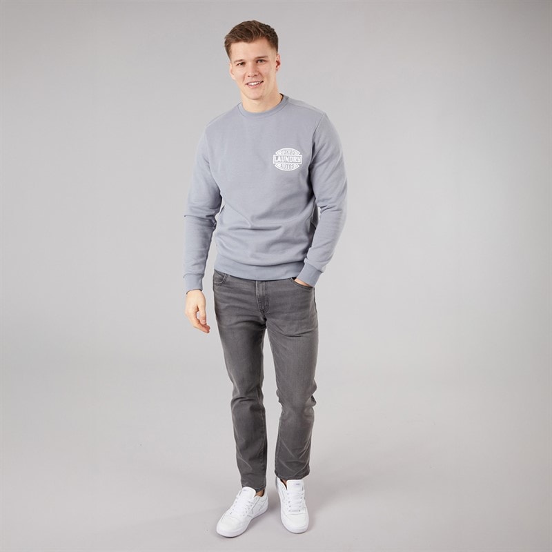 Tokyo Laundry Mens Carvalho Crew Neck Sweatshirt Blue Tradewinds - Image 4