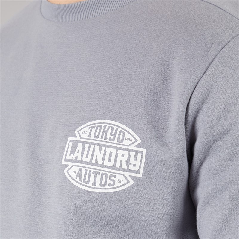 Tokyo Laundry Mens Carvalho Crew Neck Sweatshirt Blue Tradewinds - Image 5