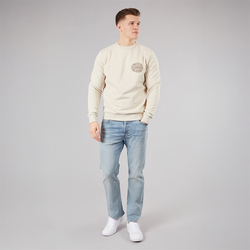 Tokyo Laundry Mens Carvalho Crew Neck Sweatshirt Stone Rainy Day - Image 4