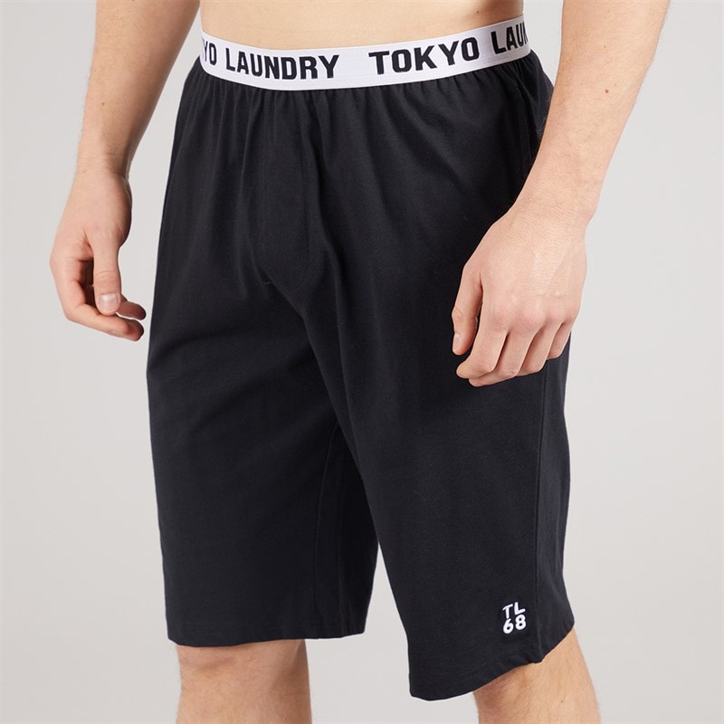 Tokyo Laundry Mens Emre Jersey Lounge Shorts Black Jet Black - Image 3