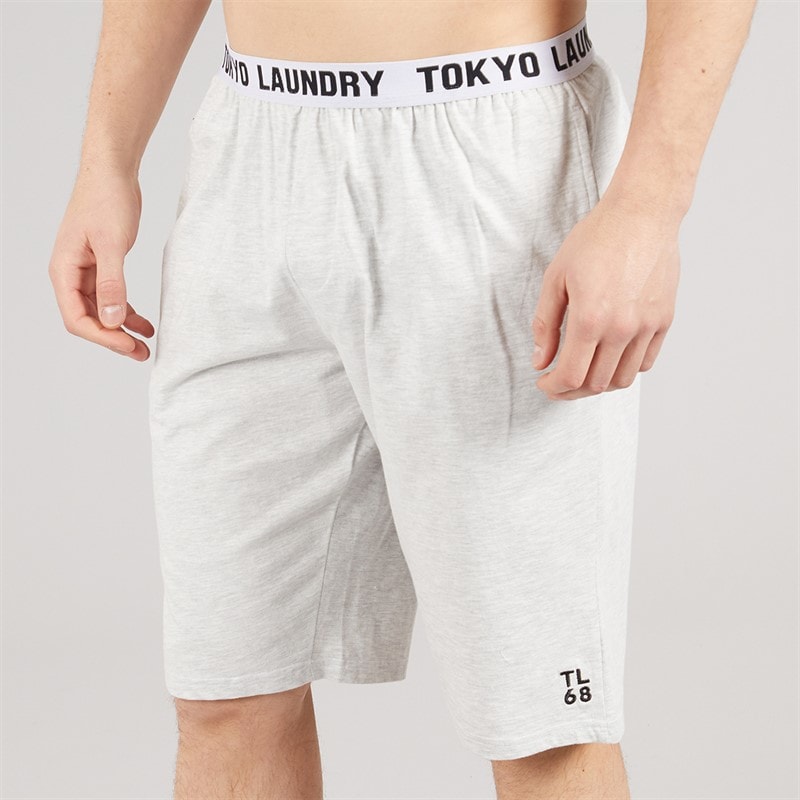 Tokyo Laundry Mens Emre Jersey Lounge Shorts Light Grey - Image 3