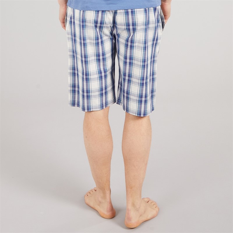 Tokyo Laundry Mens Medi Woven Checked Lounge Shorts Skipper Blue - Image 2