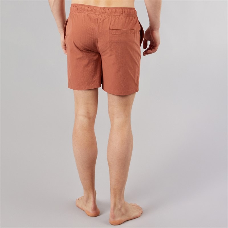 Tokyo Laundry Mens Byers Seersucker Swim Shorts Brown - Image 2