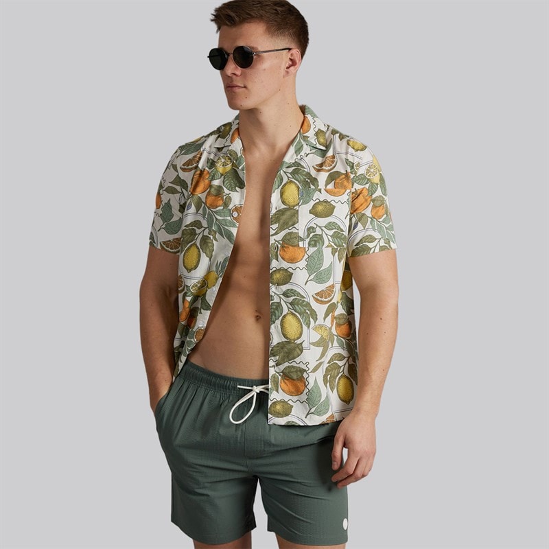 Tokyo Laundry Mens Byers Seersucker Swim Shorts Green