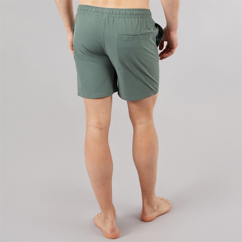 Tokyo Laundry Mens Byers Seersucker Swim Shorts Green - Image 2