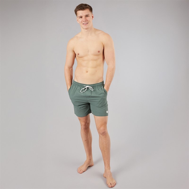 Tokyo Laundry Mens Byers Seersucker Swim Shorts Green - Image 4