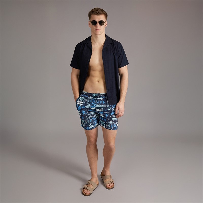 Tokyo Laundry Mens Taifa Swim Shorts Navy - Image 4
