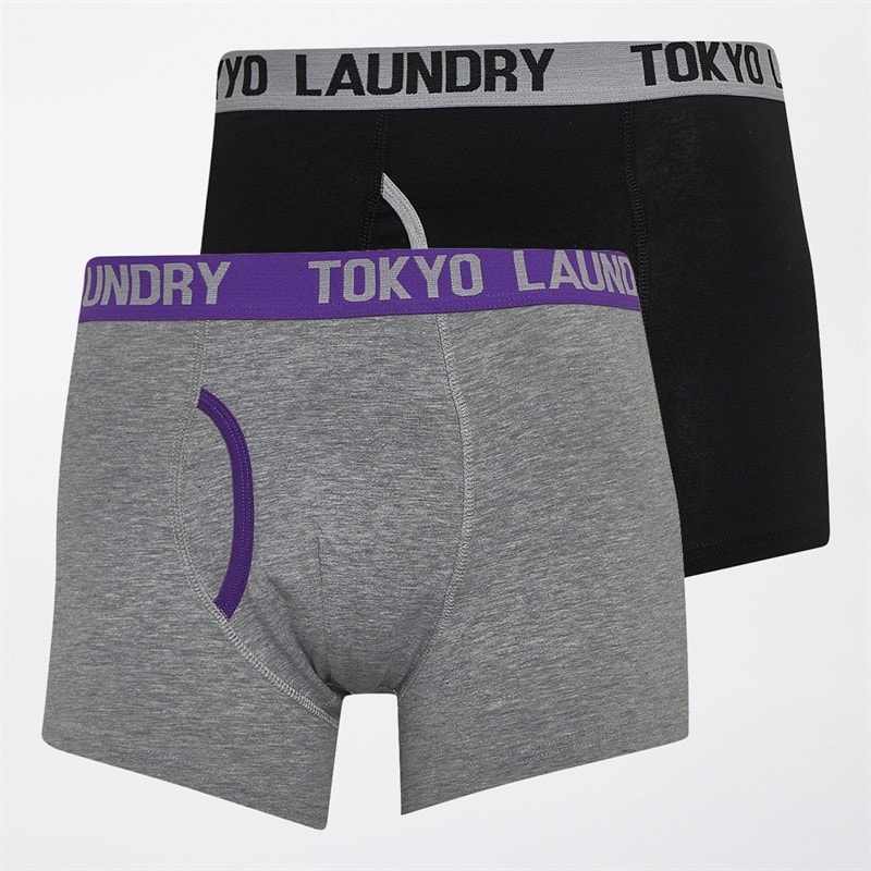 Tokyo Laundry Mens Wilton Two Pack Boxers Light Grey Marl - Image 1