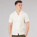 Tokyo Laundry Mens Kanaloa Dobby Checked Short Sleeve Shirt Cream