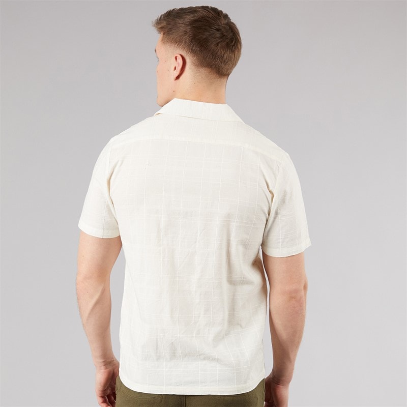 Tokyo Laundry Mens Kanaloa Dobby Checked Short Sleeve Shirt Cream - Image 2