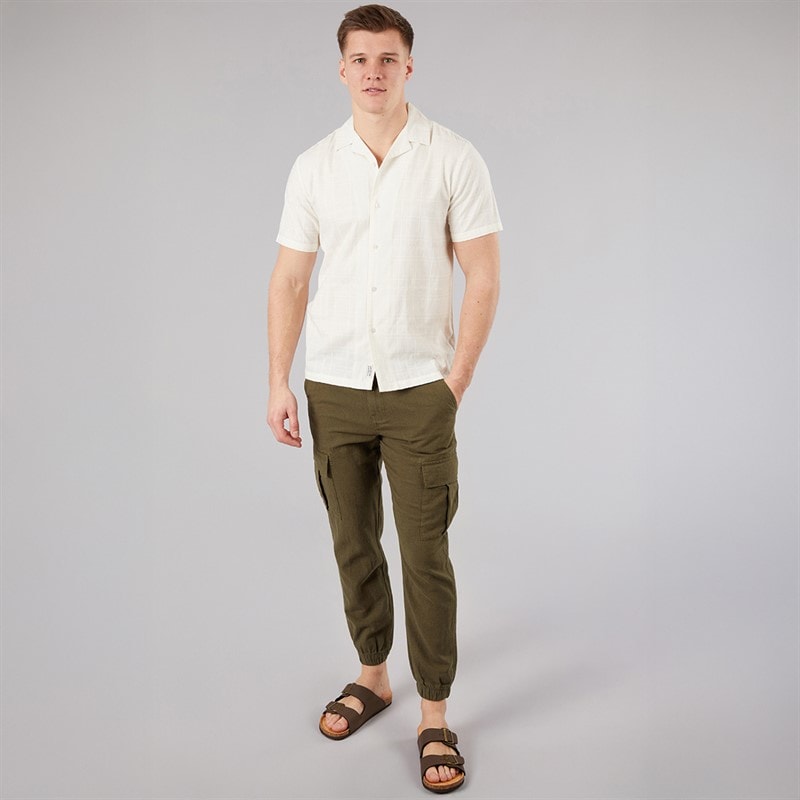 Tokyo Laundry Mens Kanaloa Dobby Checked Short Sleeve Shirt Cream - Image 4