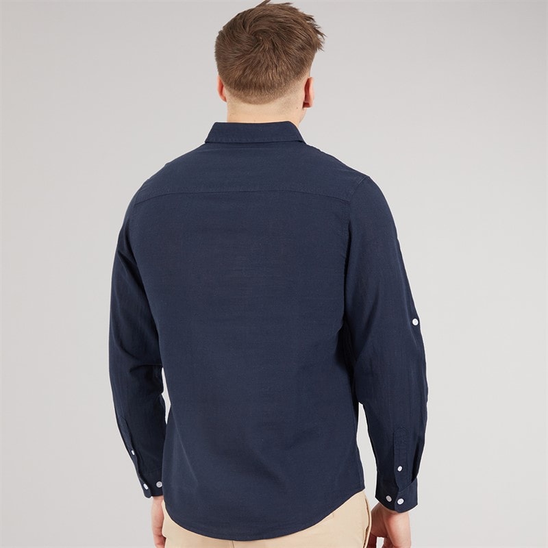 Tokyo Laundry Mens Helios Linen Long Sleeve Shirt Navy Sky Captain Navy - Image 2