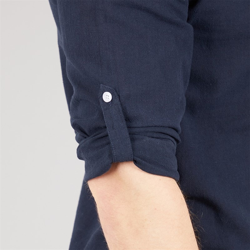 Tokyo Laundry Mens Helios Linen Long Sleeve Shirt Navy Sky Captain Navy - Image 4