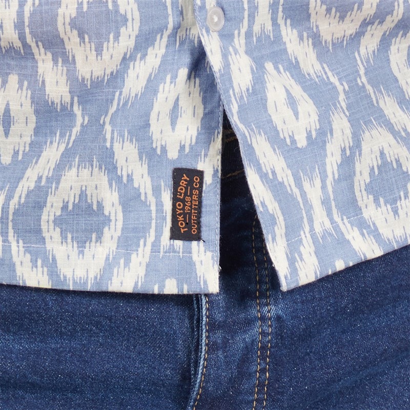 Tokyo Laundry Mens Malay Short Sleeve Shirt Blue Subdued Blue - Image 3