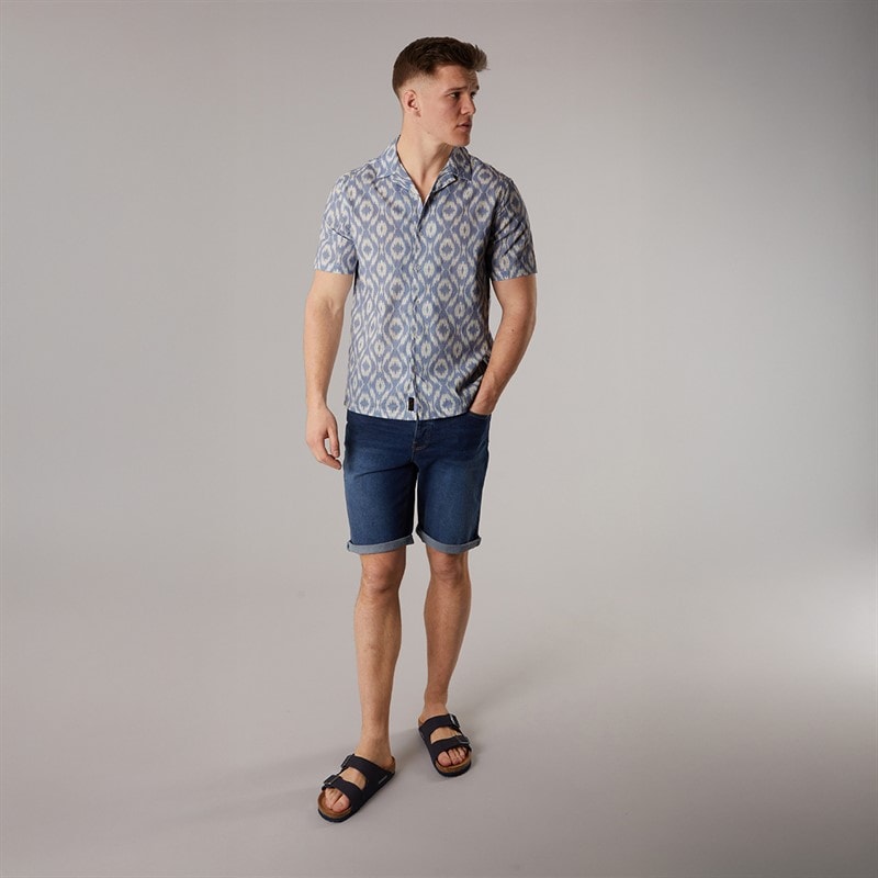 Tokyo Laundry Mens Malay Short Sleeve Shirt Blue Subdued Blue - Image 4