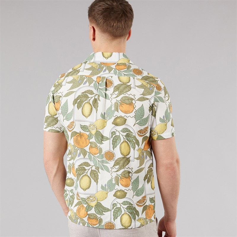Tokyo Laundry Mens Lemon Grove AOP Short Sleeve Shirt Yellow - Image 2