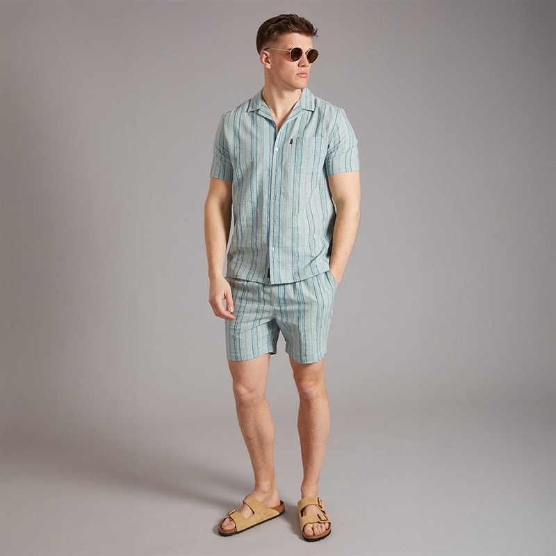 Tokyo Laundry Mens Zuke Stripe Woven Shorts Green Stripe - Image 3
