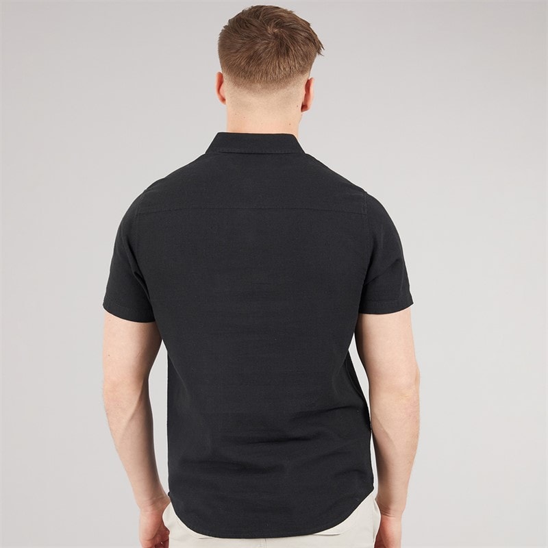 Tokyo Laundry Mens Bertrand Linen Short Sleeve Shirt Black Jet Black - Image 2