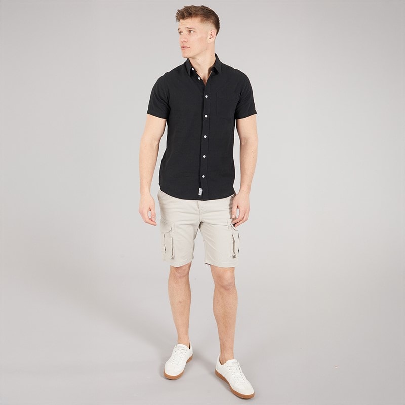 Tokyo Laundry Mens Bertrand Linen Short Sleeve Shirt Black Jet Black - Image 3