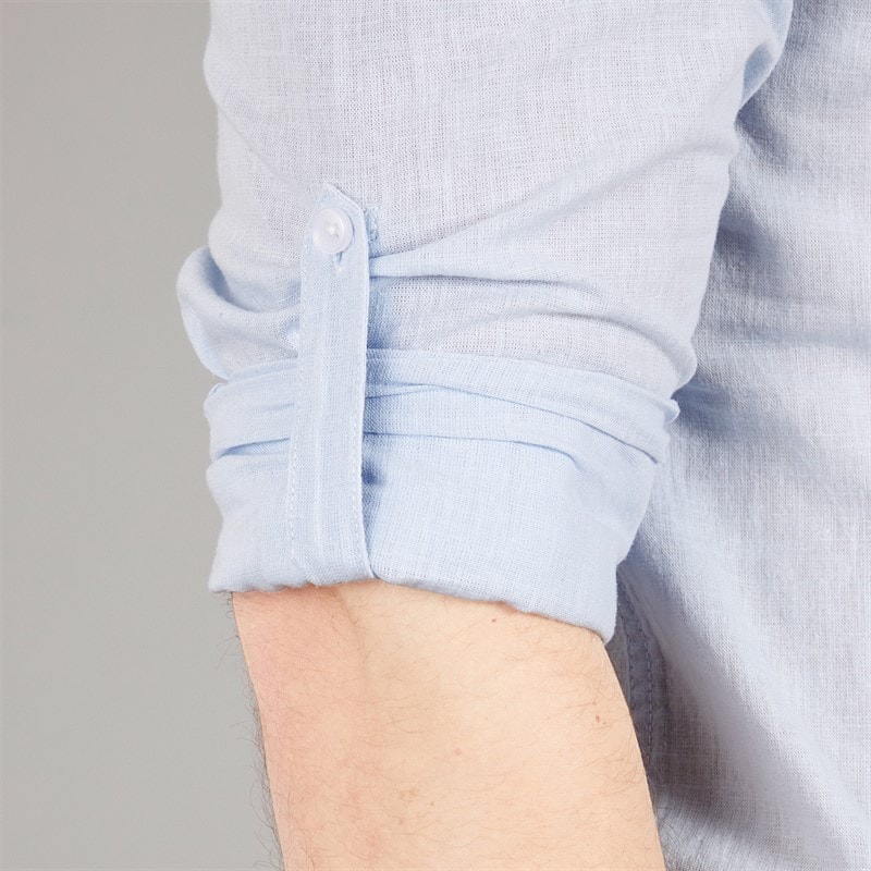 Tokyo Laundry Mens Helios Linen Long Sleeve Shirt Light Blue Soft Blue - Image 3