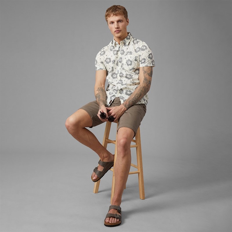 Tokyo Laundry Mens Pua Kala AOP Short Sleeve Shirt Cream - Image 4