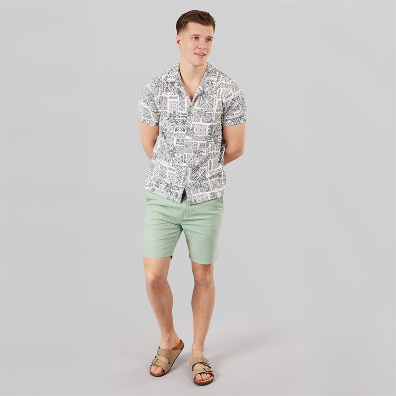 Tokyo Laundry Mens Fabrizio Linen Shorts Sage - Image 4