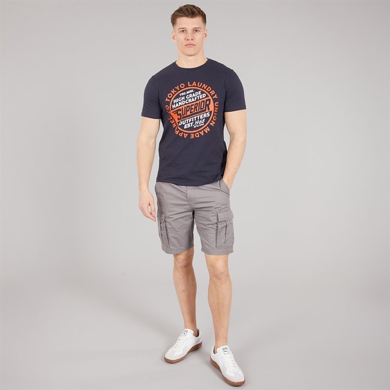 Tokyo Laundry Mens Spalding Cargo Shorts Grey - Image 3