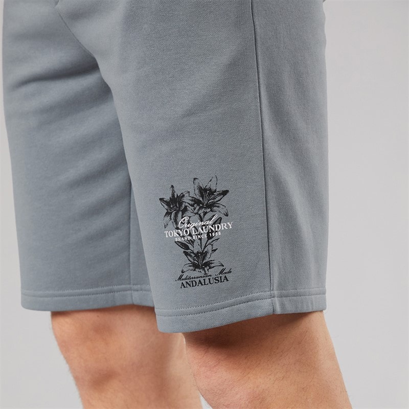 Tokyo Laundry Mens Tarun Fleece Shorts Grey - Image 4