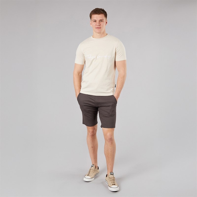 Tokyo Laundry Mens Bosta Chino Shorts Dark Grey - Image 3