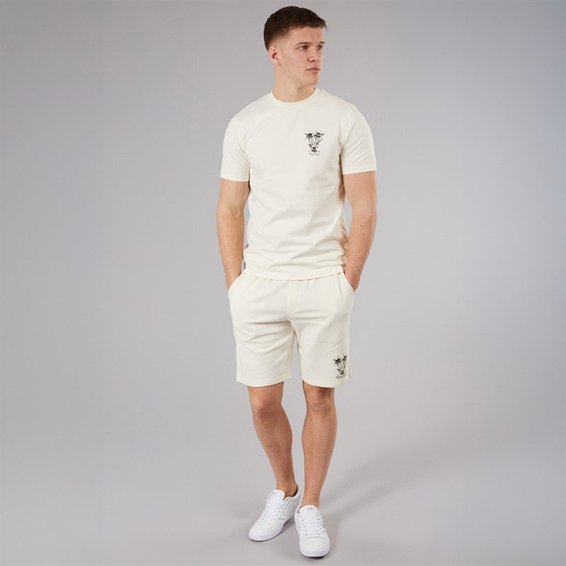 Tokyo Laundry Mens Tarun Fleece Shorts Cream - Image 3