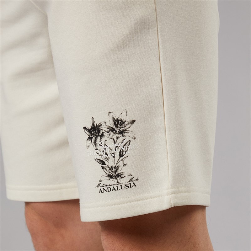 Tokyo Laundry Mens Tarun Fleece Shorts Cream - Image 4