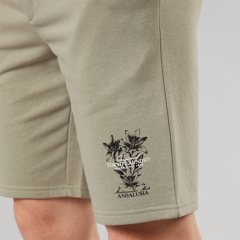 Tokyo Laundry Mens Tarun Fleece Shorts Seagrass Green - Image 3