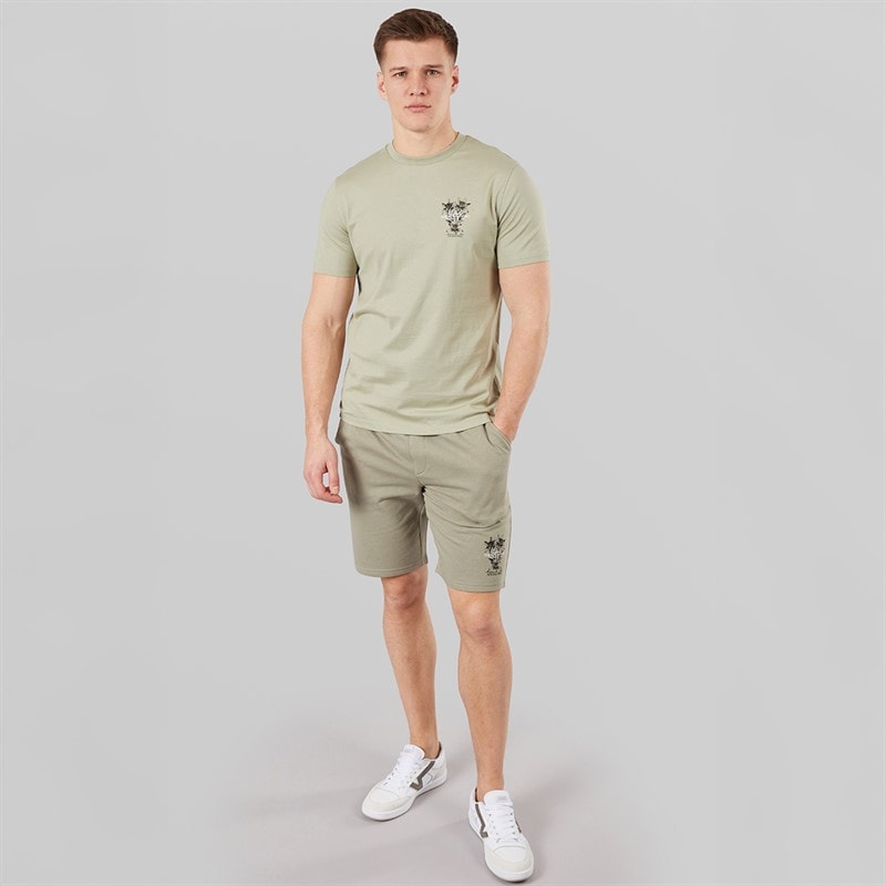 Tokyo Laundry Mens Tarun Fleece Shorts Seagrass Green - Image 4